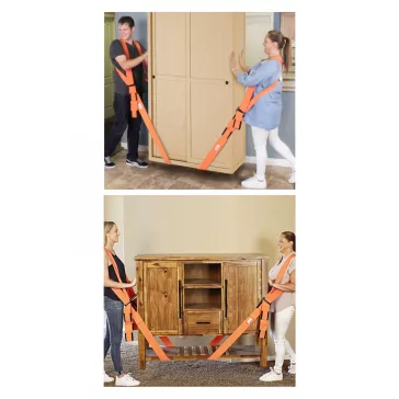   Bútorszállító heveder hátpánttal, csuklópánttal - 2800 x 45 x 1,2 mm - 2 személy részére