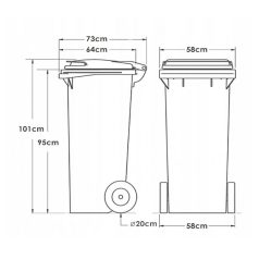 Háztartási hulladéktároló, kuka 240L sárga