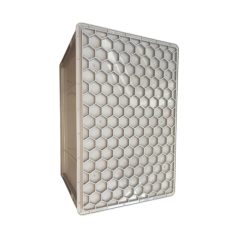   Szürke láda, erősített méhsejtes alj, nyitott markolattal, 60x40x22 mm