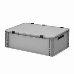   Szürke láda, zsanéros fedéllel, erősített méhsejtes alj, nyitott markolattal, 60x40x22 mm