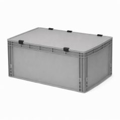   Szürke láda, zsanéros fedéllel, erősített méhsejtes alj, zárt markolattal, 60x40x32 mm