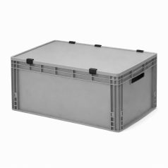   Szürke láda, zsanéros fedéllel, erősített méhsejtes alj, nyitott markolattal, 60x40x32 mm