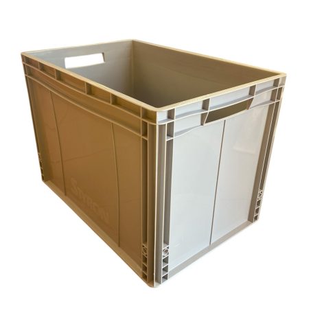 Szürke láda, erősített méhsejtes alj, nyitott markolattal, 60x40x42 mm