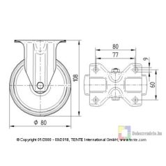 Hőálló Rozsdamentes Ipari Kerék 80-As Fix