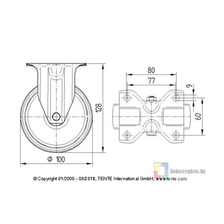 Hőálló Rozsdamentes Ipari Kerék 100-As Fix