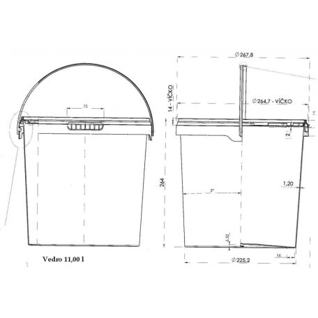 Vödör fedéllel 10,7 l
