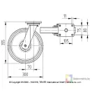 Öntöttvas Kerék Pur Futófelülettel 300-As Önbeálló Villával