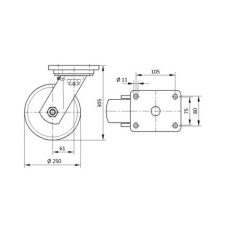   Alumínium Kerék Pur Futófelülettel 250-Es Önbeálló Villával