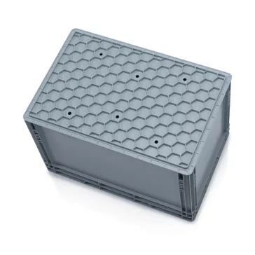   Euro Láda 60X40X40 cm Zárt Fogófüllel, megerősített aljjal, vízelvezető lyukak