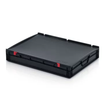 ESD Euro Láda 80X60X13,5 cm Fedéllel, Zárt Fogófüllel
