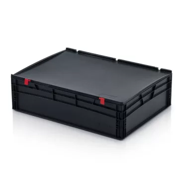 ESD Euro Láda 80X60X23,5 cm Fedéllel, Zárt Fogófüllel