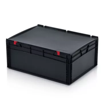 ESD Euro Láda 80X60X33,5 cm Fedéllel, Zárt Fogófüllel
