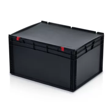 ESD Euro Láda 80X60X43,5 cm Fedéllel, Zárt Fogófüllel