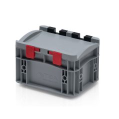   Euro Láda 20X15X13,5 cm, Zárt Fogófüllel, Zsanéros Fedéllel 