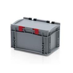   Euro Láda 30X20X18,5 cm, Zárt Fogófüllel,Zsanéros Fedéllel 