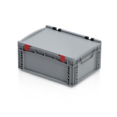   Euro Láda 40X30X18,5 cm, Zárt Fogófüllel,Zsanéros Fedéllel