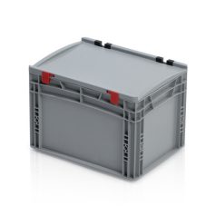   Euro Láda 40X30X28,5 cm, Zárt Fogófüllel,Zsanéros Fedéllel