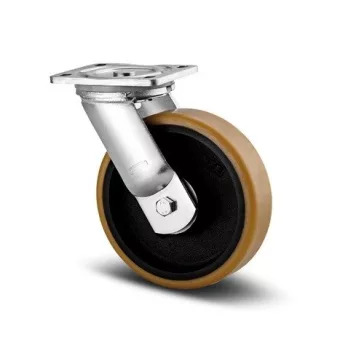   Öntöttvas Kerék Pur Futófelülettel 100-As Önbeálló Villával