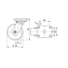   Alumínium Kerék Pur Futófelülettel 125-Ös Önbeálló Villával