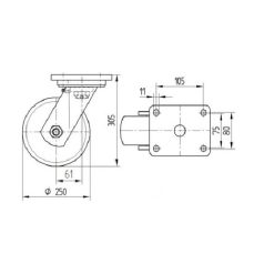  Alumínium Kerék Pur Futófelülettel 200-As Önbeálló Villával