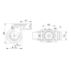   Alumínium Kerék Pur Futófelülettel 150-Es Önbeálló Villával, totálfékkel