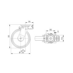   Alumínium Kerék Pur Futófelülettel 250-Es Totálfékes Önbeálló Villával