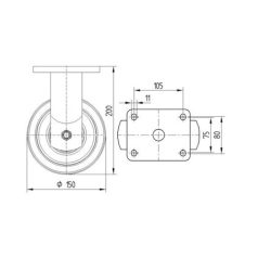 Öntöttvas Kerék Pur Futófelülettel 150-Es Fixvillás