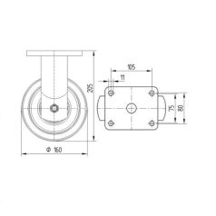   Alumínium Kerék Pur Futófelülettel 160-As Fixvillás 800 Kg