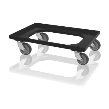 Szállító roller, 2 forgó + 2 fix kerék fekete