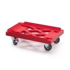 Szállító roller HL 4, 2 fix, 2 forgó-fékes kerék, piros