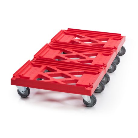 Szállító roller HL 4, 2 fix, 2 forgó-fékes kerék, piros