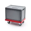 Szállító roller HL 4, 2 fix, 2 forgó-fékes kerék, piros