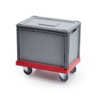 Szállító roller HL 4, 2 fix, 2 forgó-fékes kerék, piros