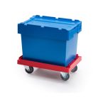 Szállító roller HL 4, 2 fix, 2 forgó-fékes kerék, piros