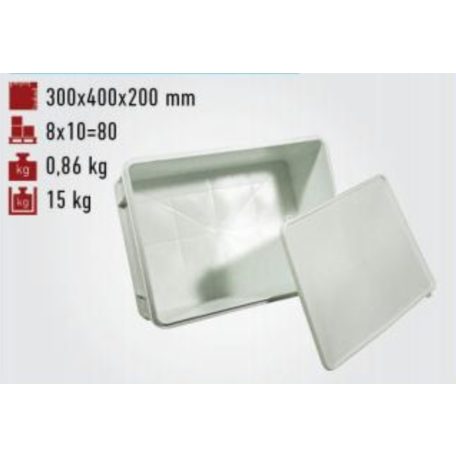 Euro Láda Fedeles 400X300X190 Fehér