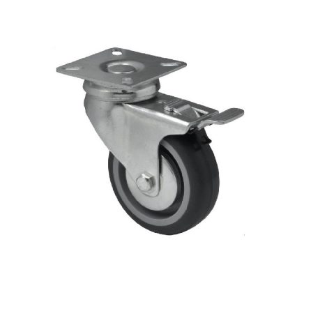 Intézményi szürke nyommentes önbeálló fékes görgő 125-ös