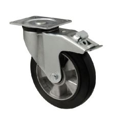 Tömörgumis, Talpas, Forgó-Fékes görgő, 125 mm, 200 kg