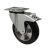 Forgó-fékes kerék, horganyzott villába szerelve, fekete tömörgumi futófelülettel, 125 mm, 200 kg, talpas felfogatás