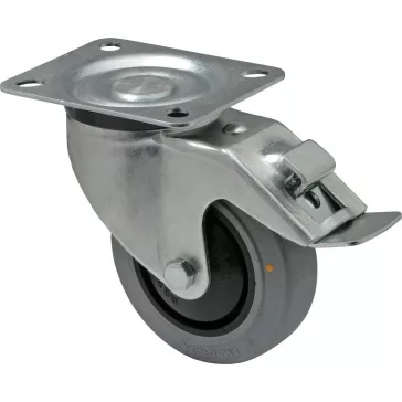   Antisztatikus (ESD), forgó-fékes görgő, tömörgumis, talpas, 80 mm, 80 kg