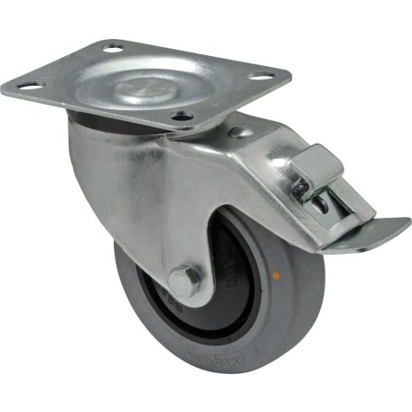 Antisztatikus (ESD), forgó-fékes görgő, tömörgumis, talpas, 80 mm, 80 kg