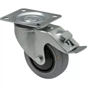   Antisztatikus (ESD), forgó-fékes görgő, tömörgumis, talpas, 100 mm, 120 kg