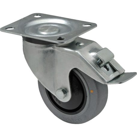Antisztatikus (ESD), forgó-fékes görgő, tömörgumis, talpas, 100 mm, 120 kg