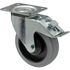   Antisztatikus (ESD), forgó-fékes görgő, tömörgumis, talpas, 125 mm, 150 kg
