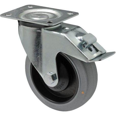 Antisztatikus (ESD), forgó-fékes görgő, tömörgumis, talpas, 125 mm, 150 kg