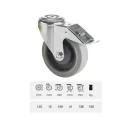 Forgó-fékes kerék, horganyzott villába szerelve, prémium PERFORMA tömörgumi futófelület, 125 mm, 150 kg teherbírás, furatos felfogatás