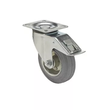   Szürke nyommentes tömörgumis önbeálló totálfékes kerék 80-as