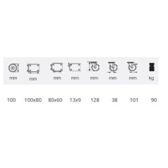   Szürke nyommentes tömörgumis önbeálló totálfékes kerék 100-as