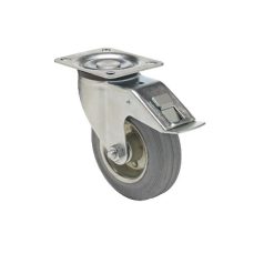   Szürke nyommentes tömörgumis önbeálló totálfékes kerék 160-as