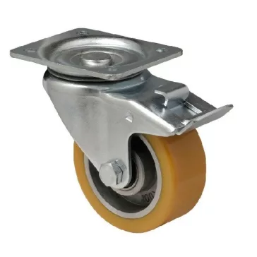 Poluretán, Talpas, Forgó-Fékes görgő, 100 mm, 250 kg