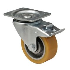 Poluretán, Talpas, Forgó-Fékes görgő, 125 mm, 250 kg